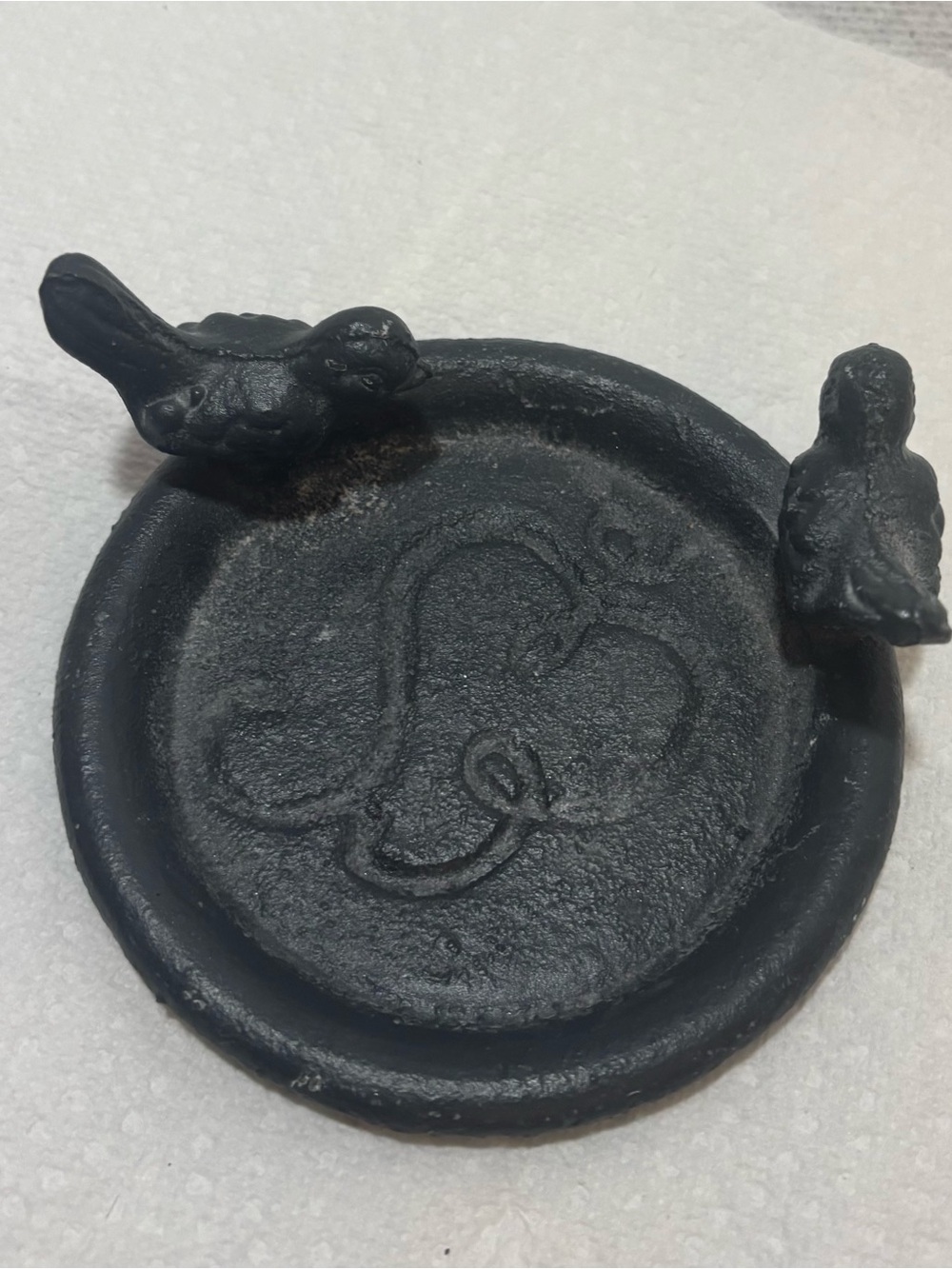 Black Cast Iron Decorative Bird Trinket Dish